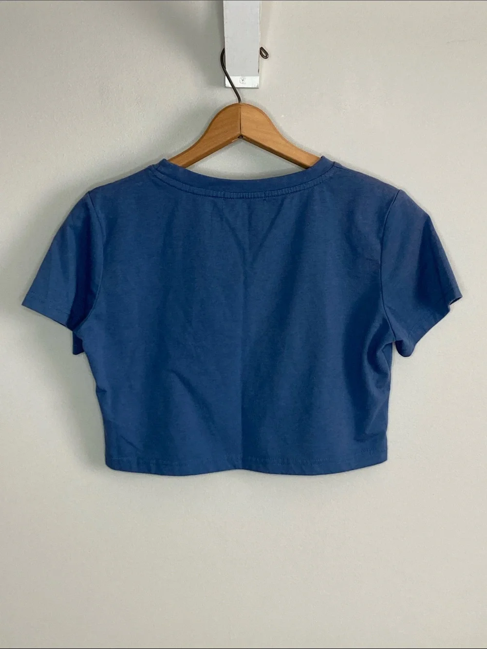 ROMWE Blue Crewneck Cropped Tee with USA on front, Size 6 Medium, Patriotic
